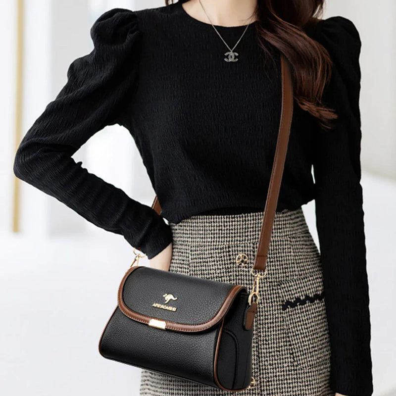 Solid Color High-Quality Leather Small Shoulder Bags | New Messenger Bags with Strap & Designer Crossbody Bag (Sac à Main)