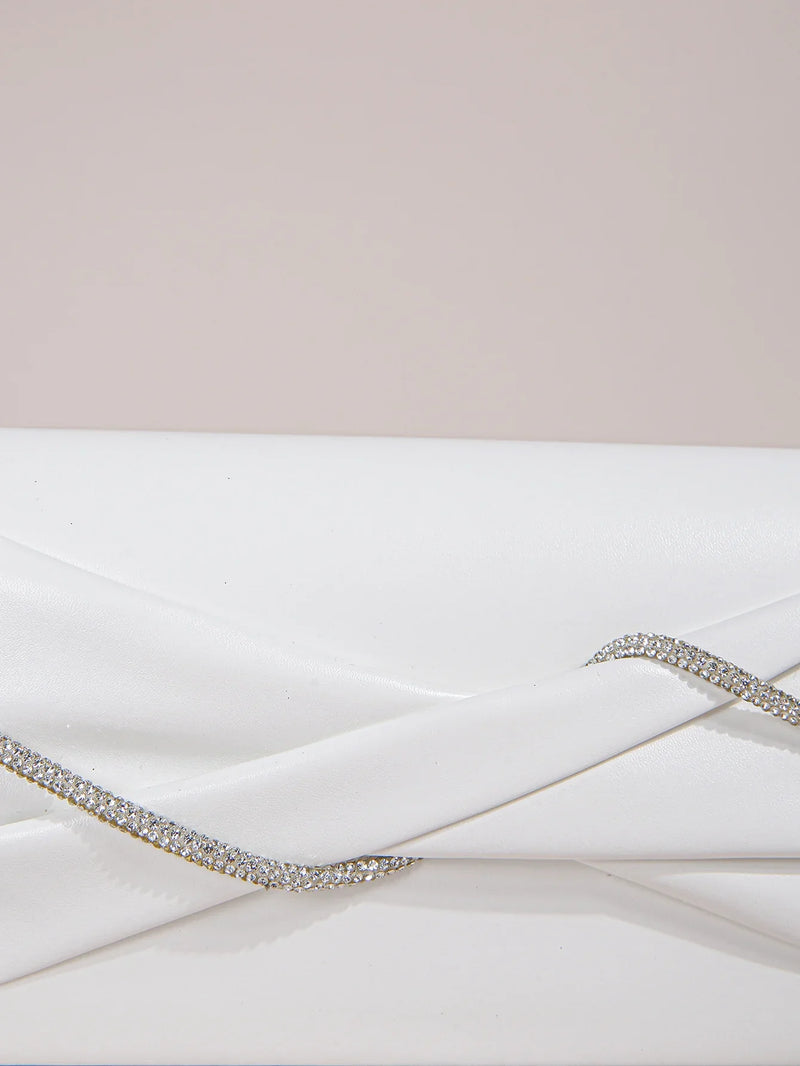 Hand Clutch Bag & Evening Clutch Bag for Women | Sparkling Crystal Rope Ruched Handbags & Glitter Envelope Purse for Party Girls