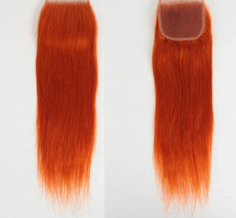 180% Density Red Straight 4x4 Lace Closure | 100% Brazilian Human Hair (Pre-Plucked, Transparent Swiss Lace)