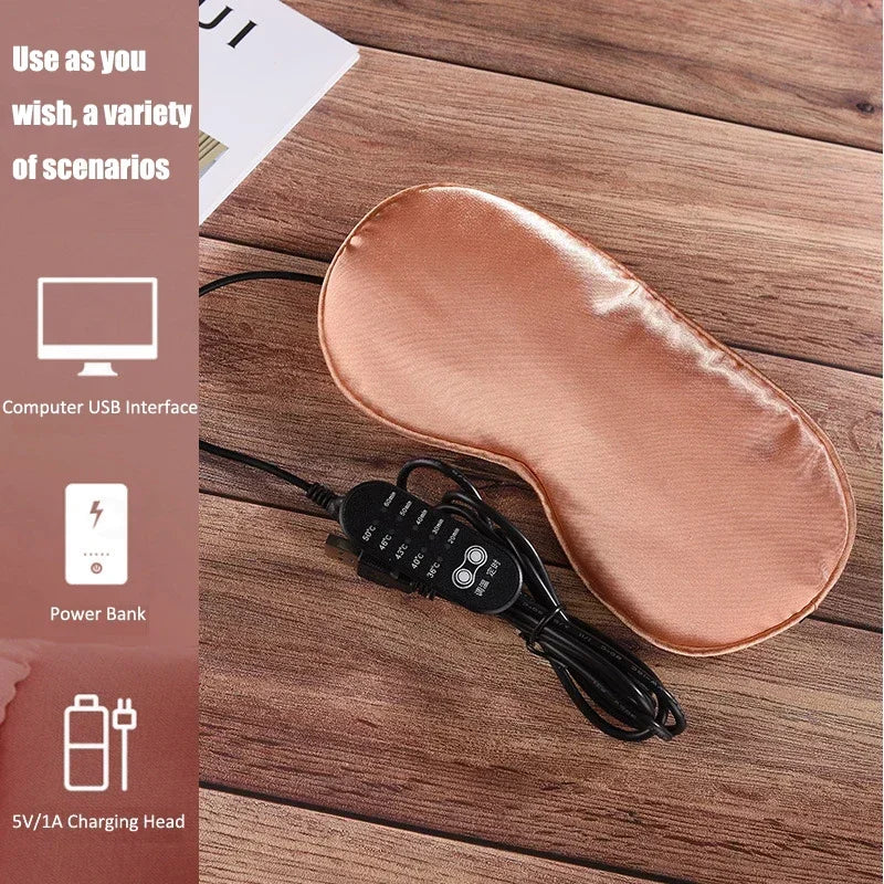 Silk Sleep Mask USB Heated Eye Cover