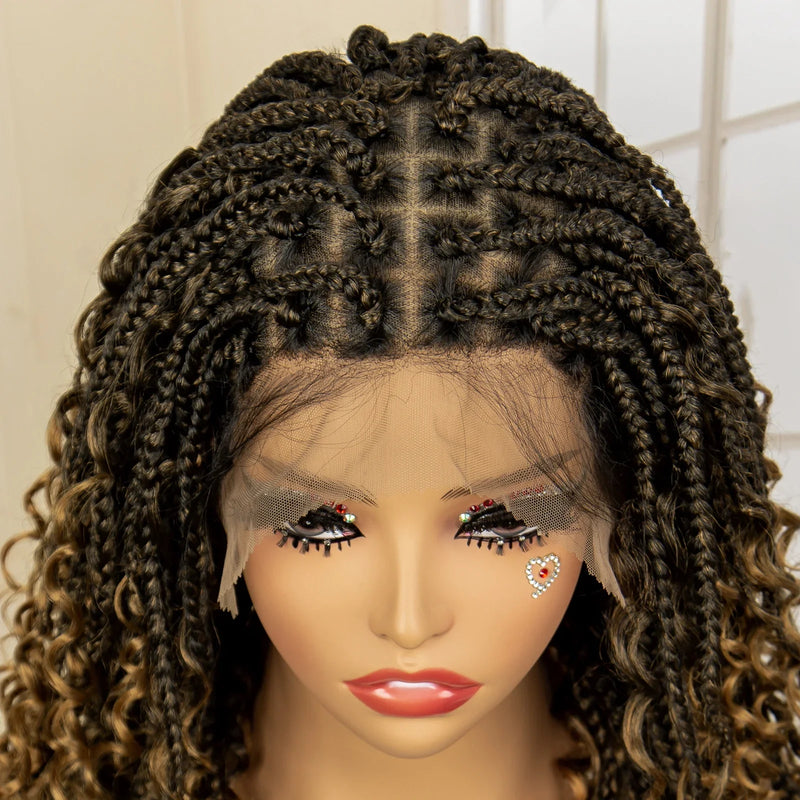14" Burgundy Box Braids Wig | Full Lace | Kanekalon Fiber | Boho Braids | For Women