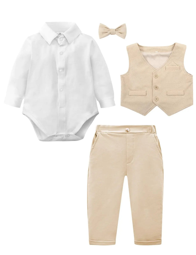 Baby Boys Suit Infant Formal Outfit Wedding 1st Birthday Dress Outfits Newborn Bodysuit Vest  Pants Gentleman Clothes Sets