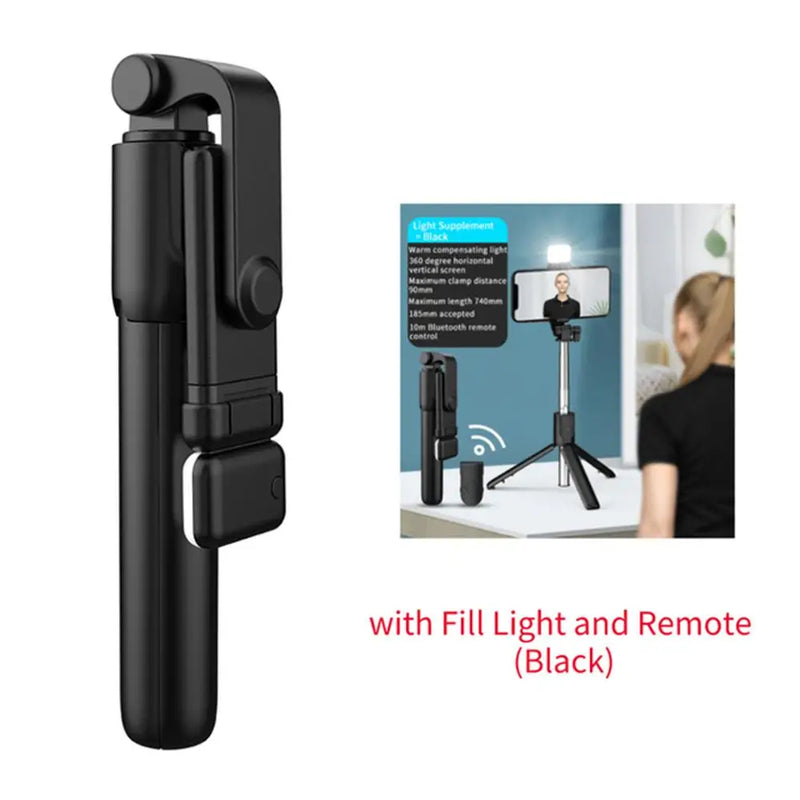 3-in-1 Tiktok Video Holder with Bluetooth Remote, Fill Light, and Foldable Bracket for Smartphones