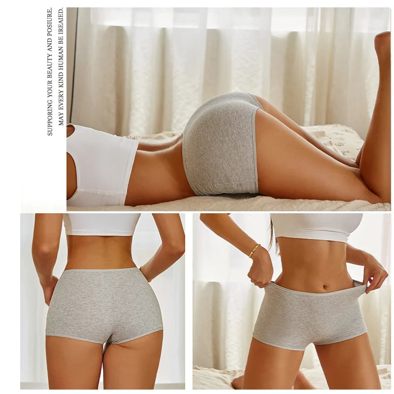 2PCS Women's Panties Cotton Seamless Sports Boxers Underwear Female Solid Color Briefs Cozy Lingerie Intimate Underpants XS-XL