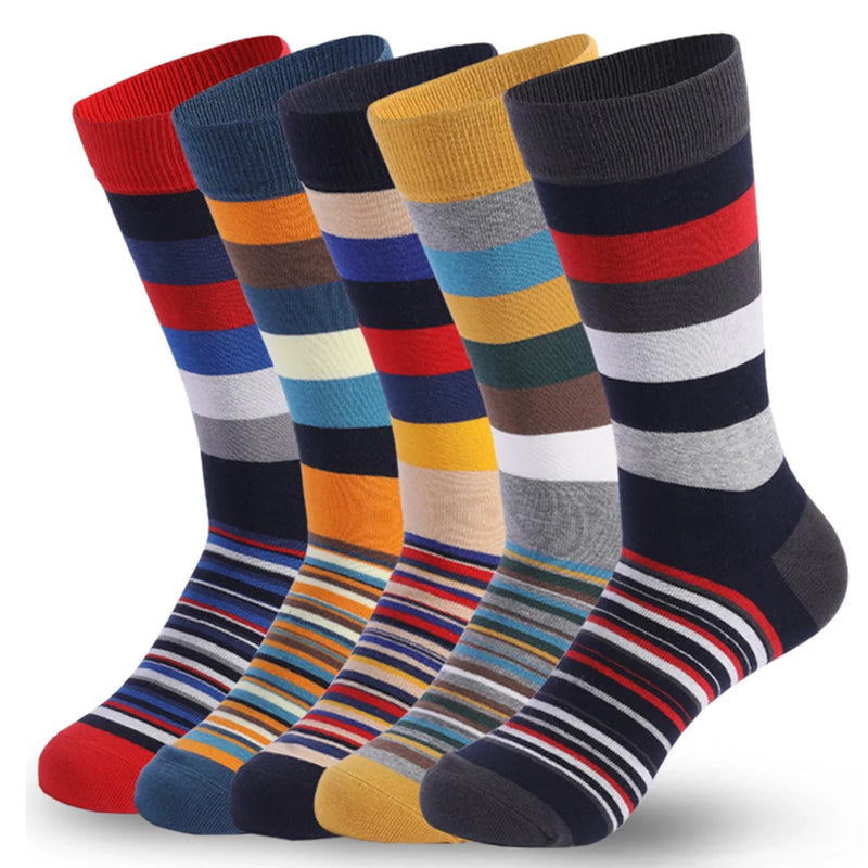 5 Pairs Argyle Breathable Men's Dress Socks Plus large Size High Quality Combed Cotton