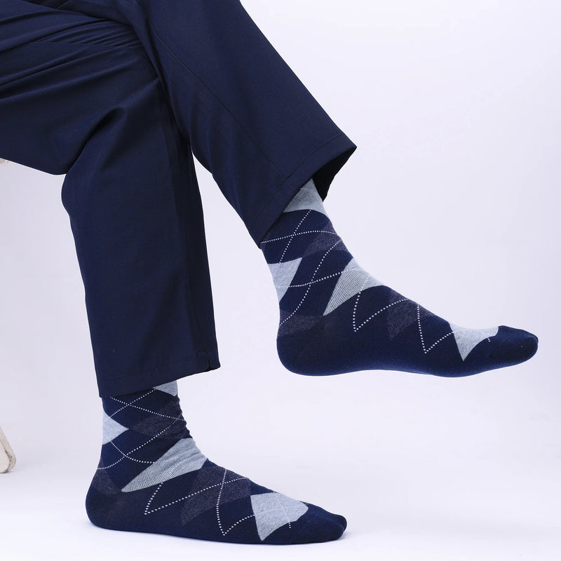 5 Pairs Argyle Breathable Men's Dress Socks Plus large Size High Quality Combed Cotton