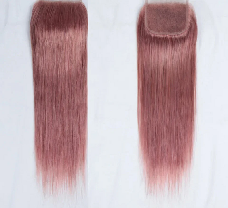 180% Density Red Straight 4x4 Lace Closure | 100% Brazilian Human Hair (Pre-Plucked, Transparent Swiss Lace)