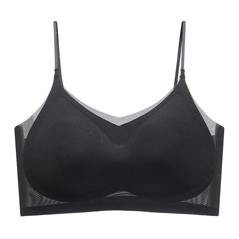 Ultra-Thin Breathable Ice Silk Top Bra Women's Seamless Back Halter Vest Wrap Bra Small Chest Together