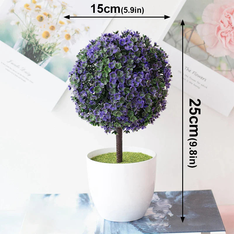 Artificial Plants Potted Green Bonsai Sakura Snowball Home Decor