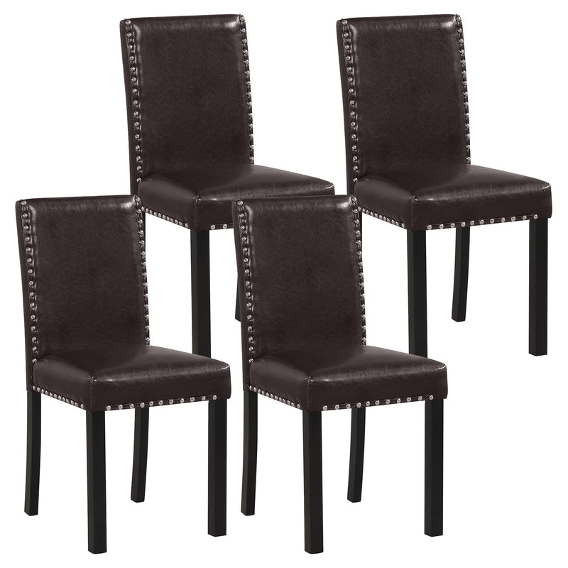 Set of 2/4 Dining Chairs Faux Leather Upholstered Parsons Kitchen Chairs