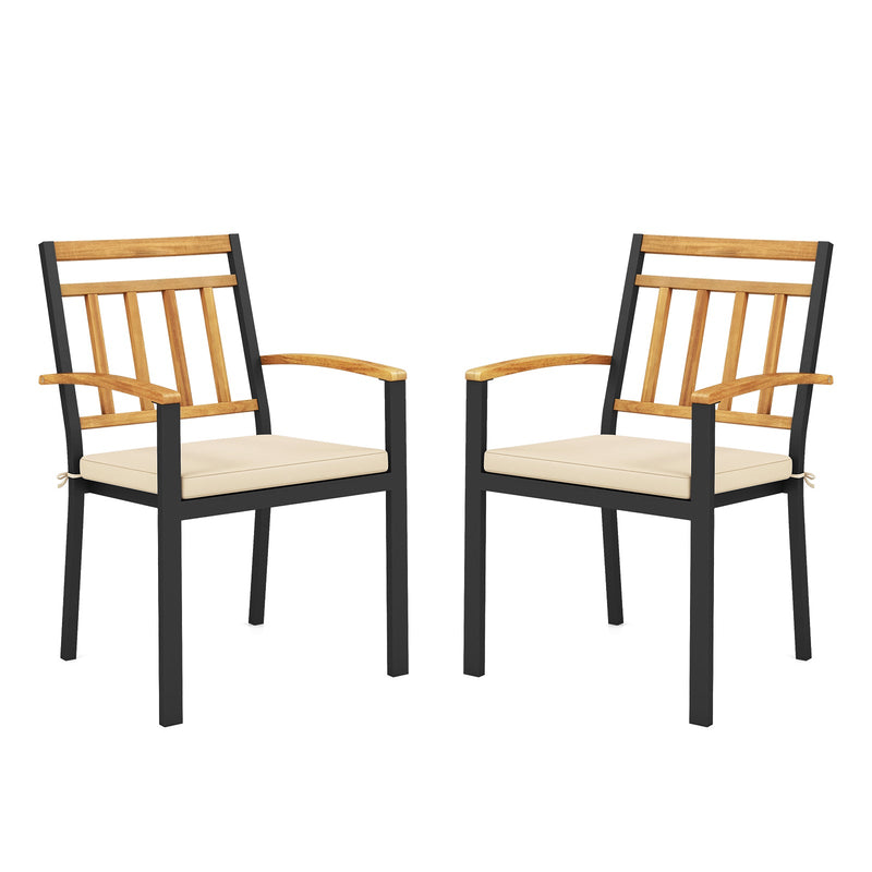 Set of 2 Patio Dining Chairs with Removable Padded Cushions