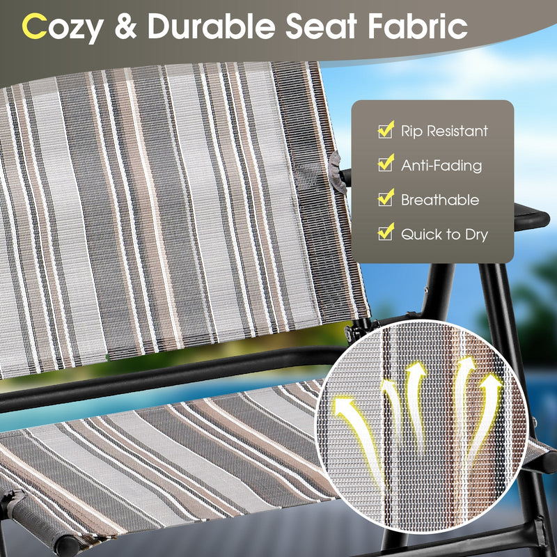 Set of 2 Patio Folding Sling Chairs Space-saving Dining Chair-Gray