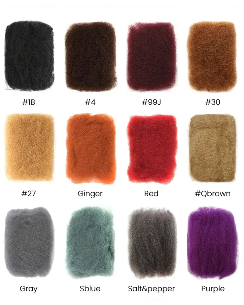 QVR Afro Kinky Curly Bulk Human Hair | No Attachment | Remy Hair | Natural Color | Dreadlock & Braiding Hair