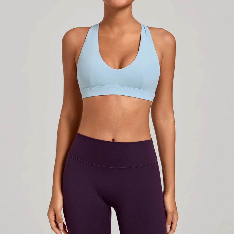 Sports Bra Gathered Neck Hanging Style Backless Tight Yoga Bra Women's Top Fitness Outdoorsports Pilates Training Gym Workout