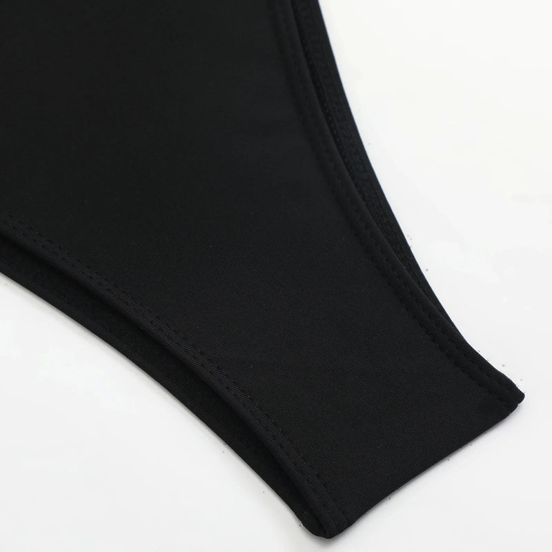 Sexy Hole Out Mesh Long Sleeve Dress 3 Piece Bikini Set 2026 Women Black Push Up Bra Thong Swimsuit Beach Bathing Suit Swimwear