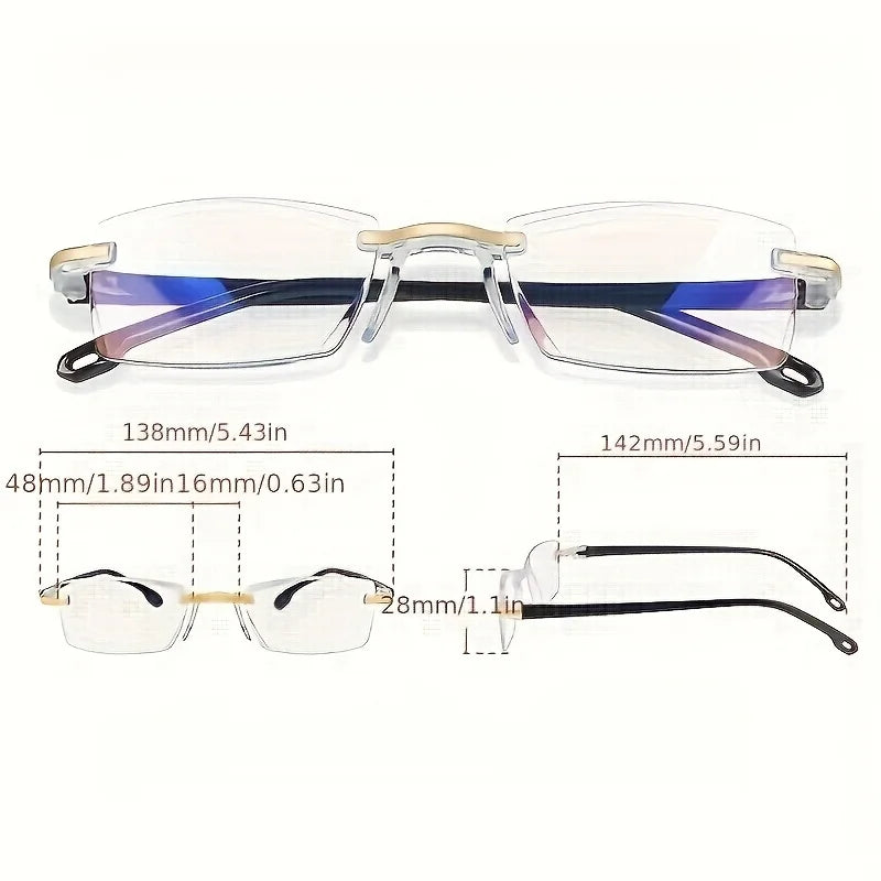 9-Pack Unisex Rectangle Rimless Reading Glasses