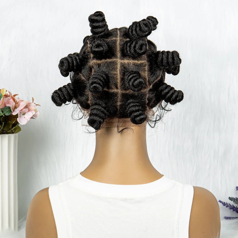 KIMA Bantu Knot Knotless Box Braids Wig | 350# Blonde Braided Bun Full Lace Wig for Black Women