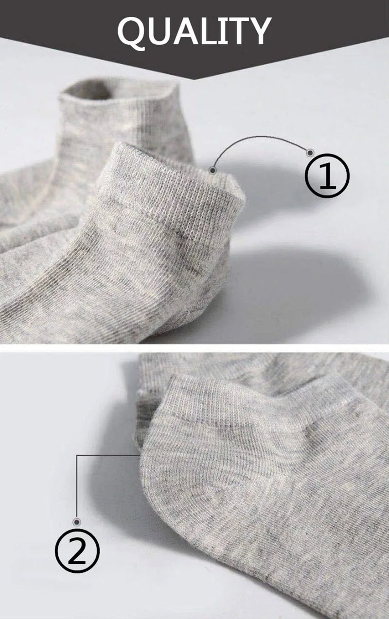 10/5pcs Pairs Low Cut Ankle Breathable Men/Women Socks Solid Color Black White Grey
