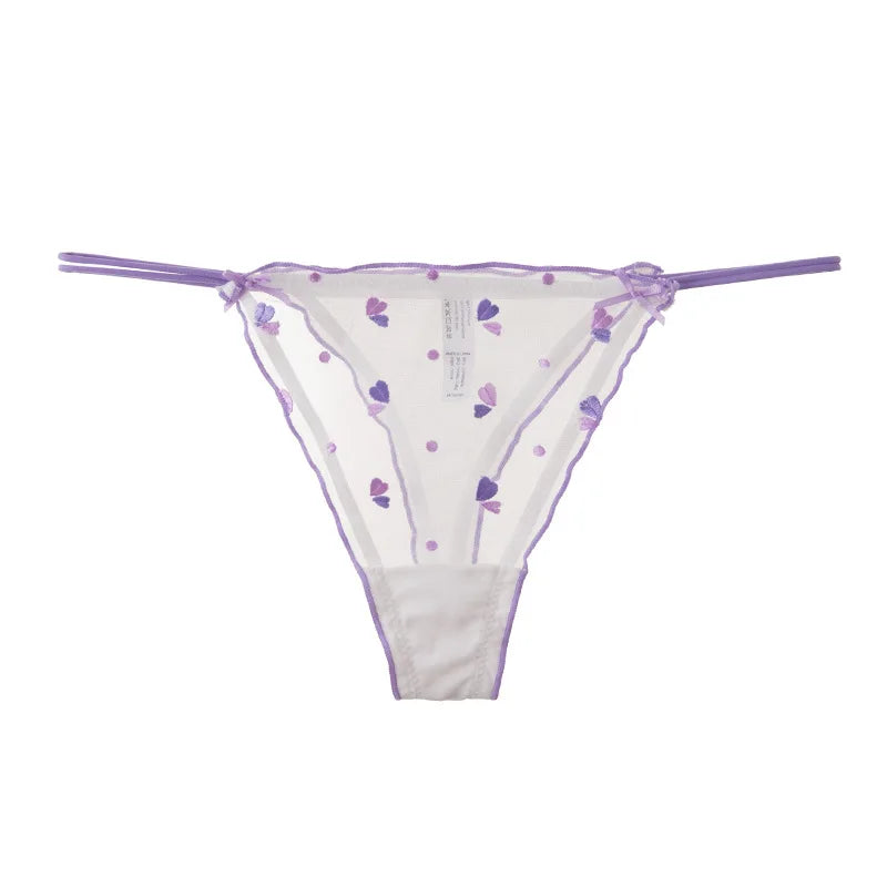 Heart Lace Sexy Girls Briefs Women Panties Seamless Bowknot G String Transparent  Thong Underwear Low Waist Female Lingerie
