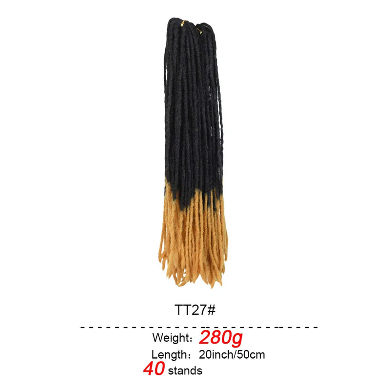 20-Inch Ombre Soft Dreadlocks Crochet Hair | Straight Synthetic Faux Locs for Black Women (Kanekalon Fiber)