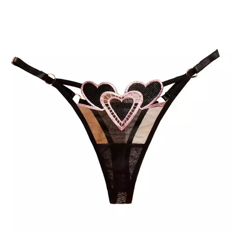 Embroidery Heart Thin Sexy Girls G String Thong Panties Women Briefs Hollow Out Transparent Underwear Female Lingerie