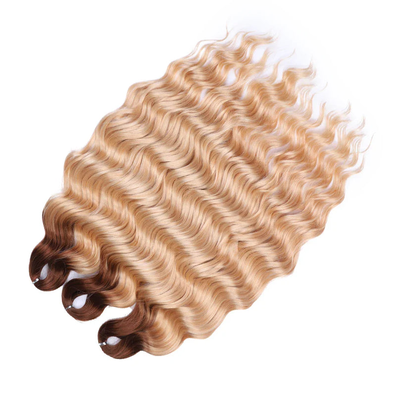 24" Orange Twist Crochet Hair | Synthetic Deep Wave Braiding Hair Extensions | Water Wave Hair | Heat Resistant Fiber | 60 Strands/Pack