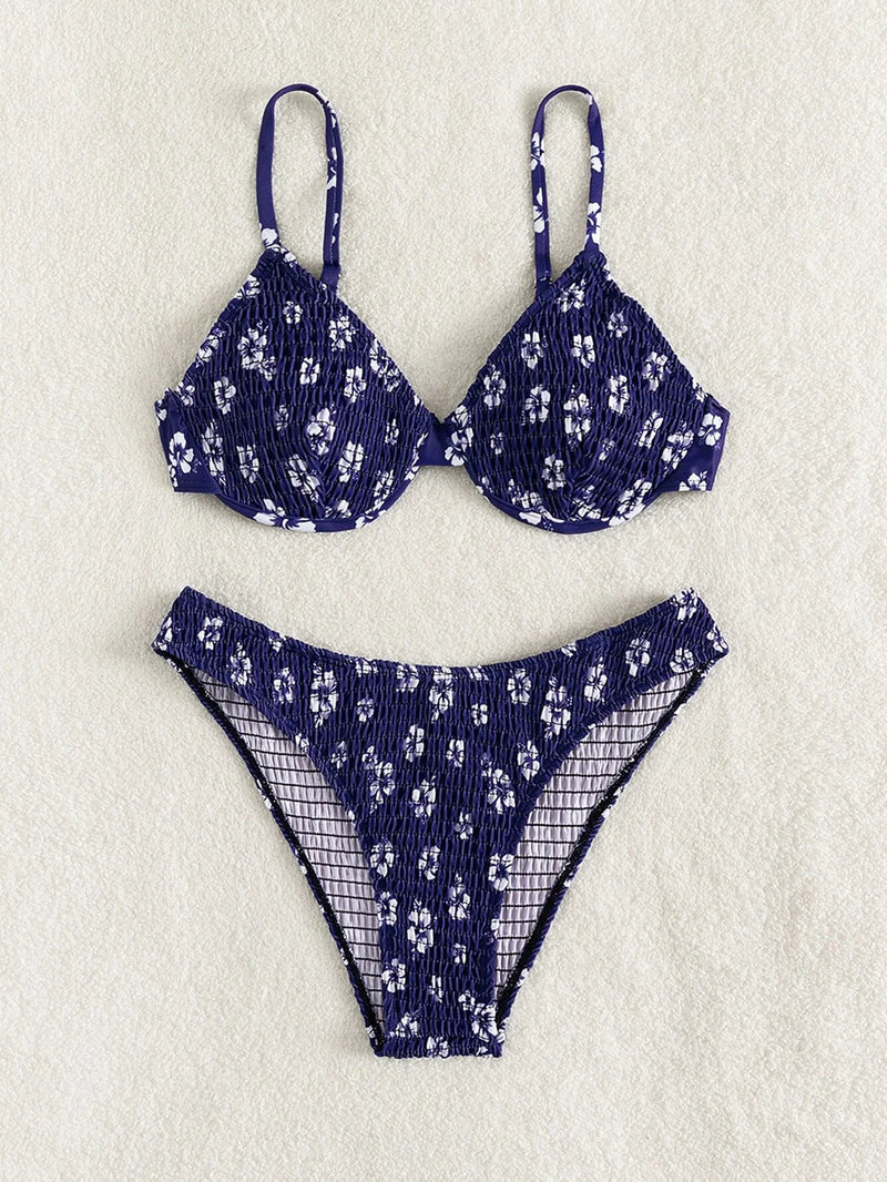 2026 Sexy Floral Twin Strap Bralette Bikini Women Swimsuit Triangle Swimwear Bathing Suits Two-piece Biquini Thong Bikinis Sets
