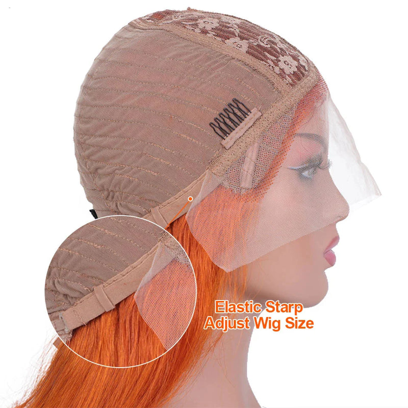 180% Density Dark Root Ginger Ombre Straight Bob Wig | Transparent T-Part Lace Front Human Hair