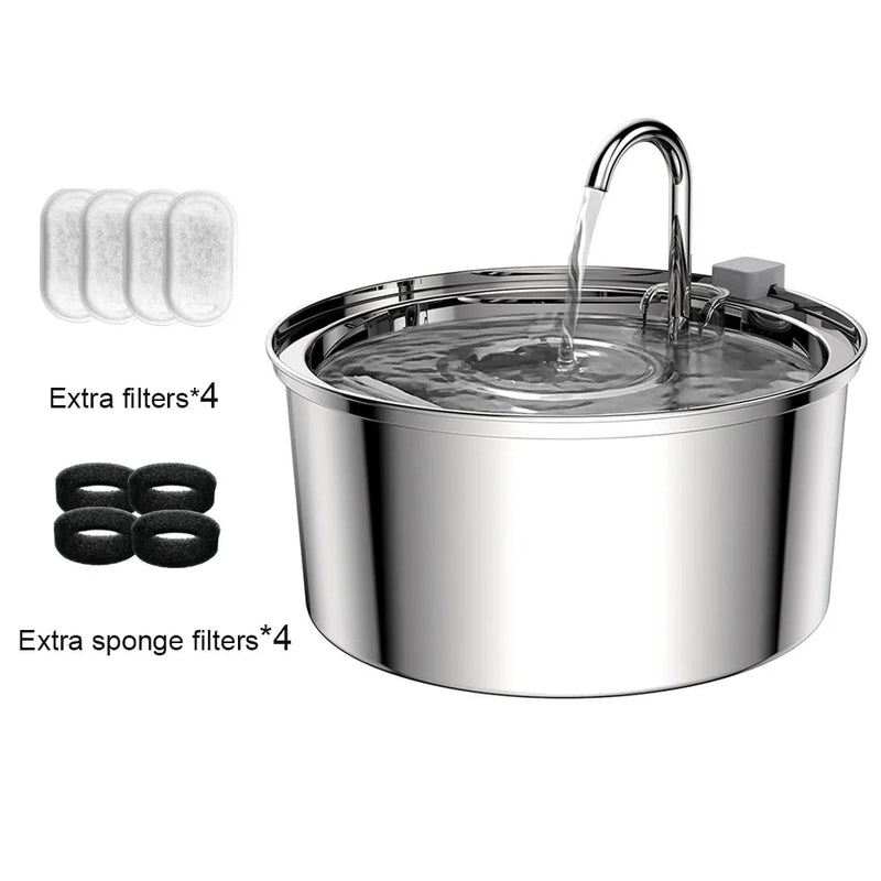 7L Large Capacity Stainless Steel Cat Water Fountain Dog Pet Automatic Water Feeder
