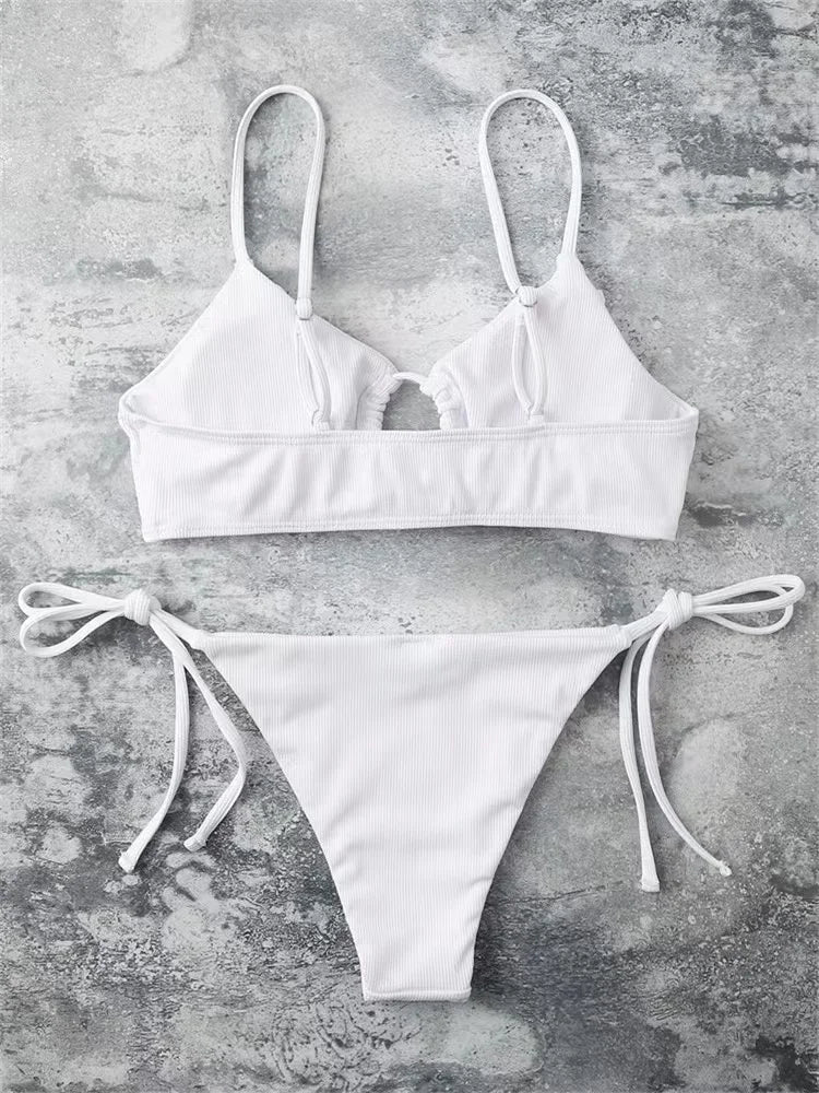2024 Sexy Bikini Women Low waist Swimsuit Female Solid Brazilian Bikinis Set 2 Pieces Swimming Beach Bathing Suit New Beachwear