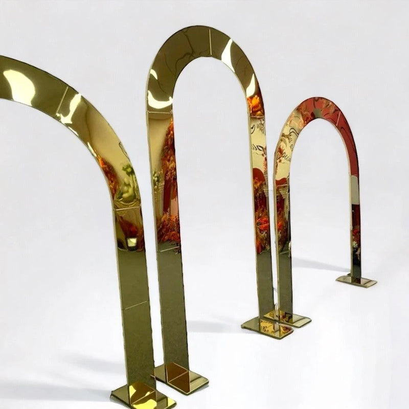 Shiny Gold Mirror Wedding Arch Backdrop Decoration Stands
