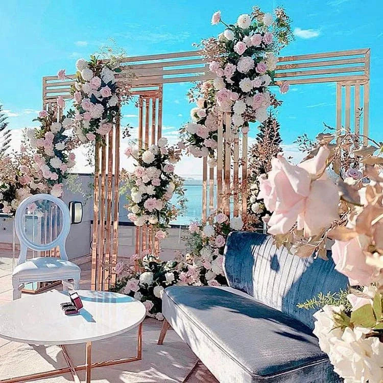 Shiny Gold Wedding Arch Square Backdrop