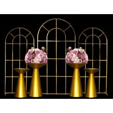 Shiny Gold Window Wedding Arch Backdrop Stand