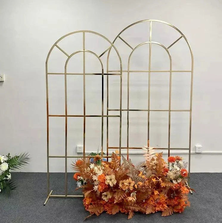 Shiny Gold Window Wedding Arch Backdrop Stand