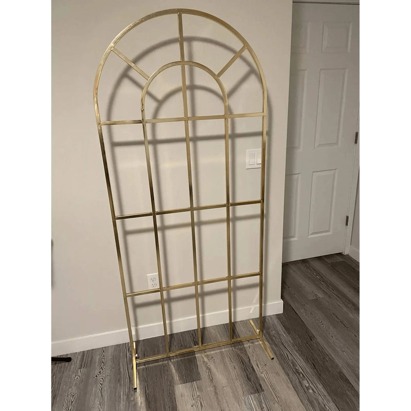 Shiny Gold Window Wedding Arch Backdrop Stand