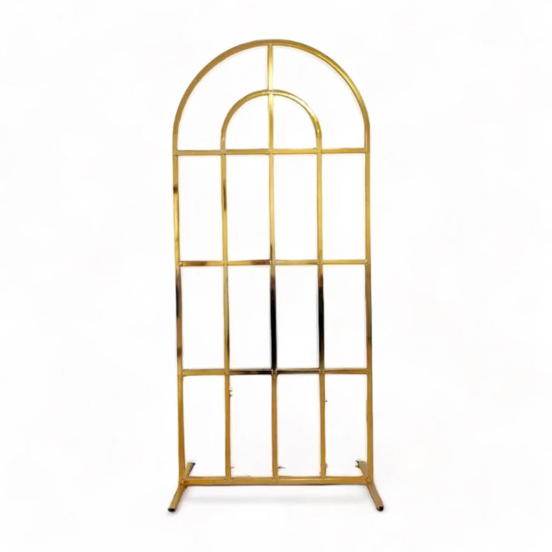 Shiny Gold Window Wedding Arch Backdrop Stand