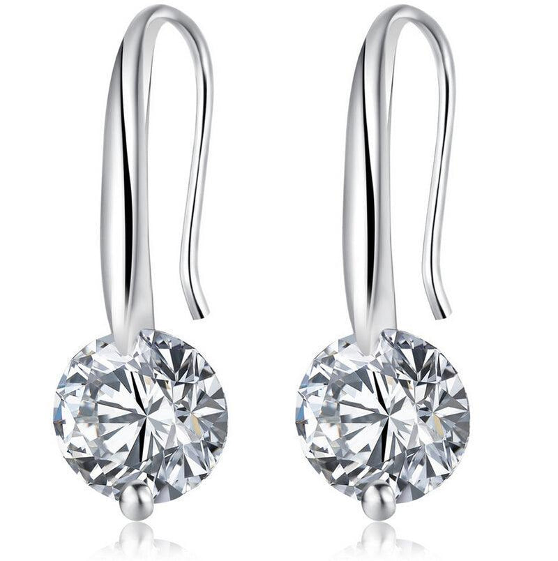 Crystal Dangle Earrings with 1.5 Carat Cubic Zirconia Stone