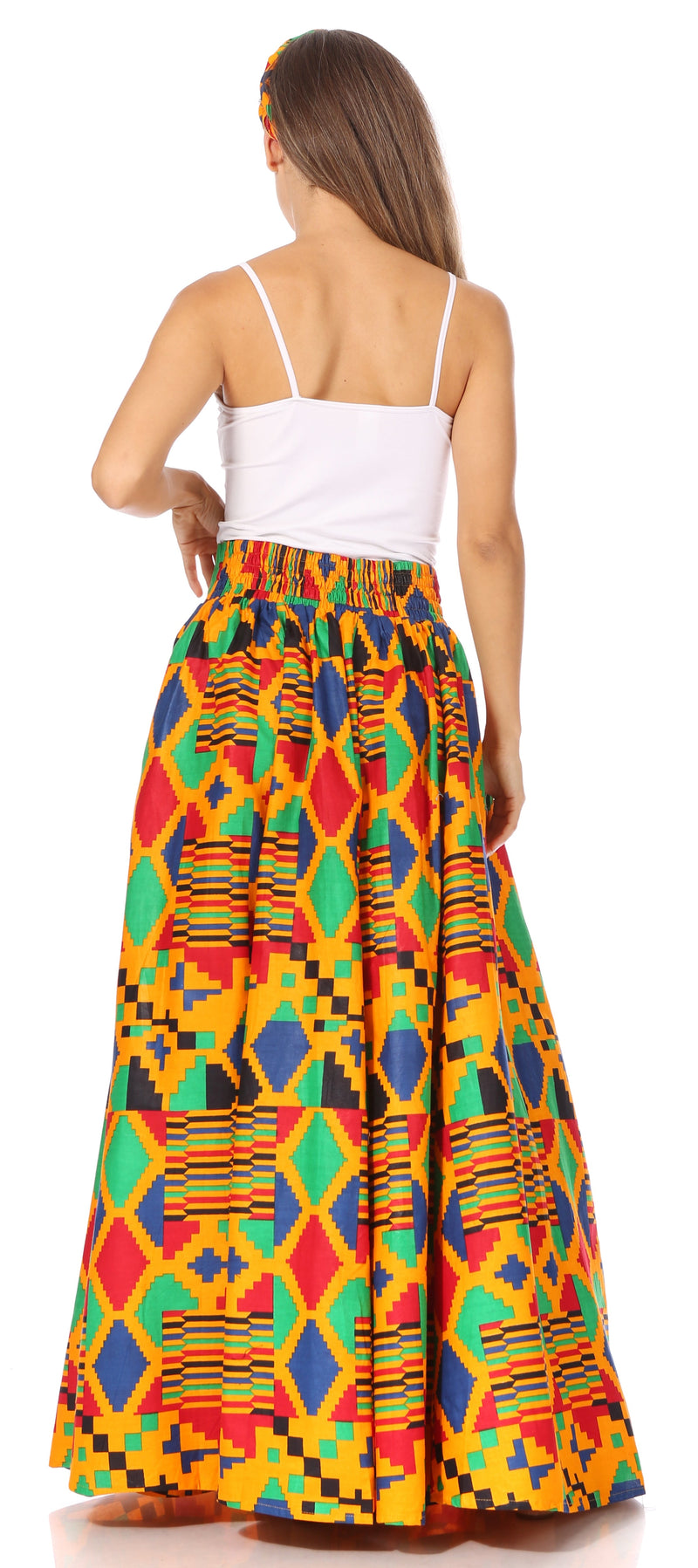 Sakkas Asma's Second Convertible Traditional Wax Print Maxi Skirt with Adjustable Straps - Buy One, Get One 50% Off