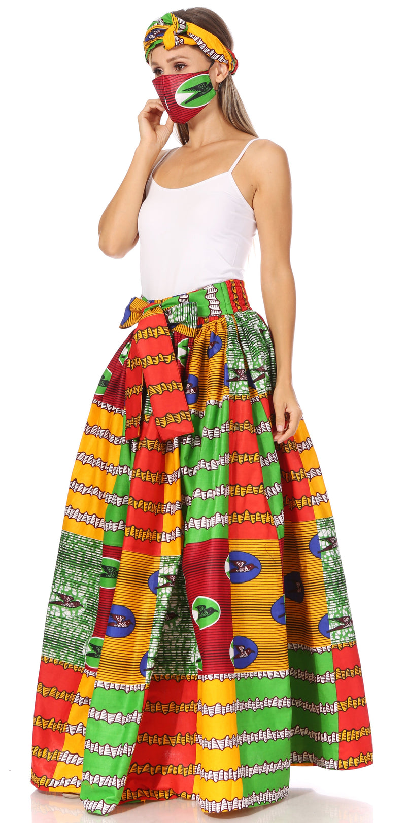 Sakkas Asma's Second Convertible Traditional Wax Print Maxi Skirt with Adjustable Straps - Buy One, Get One 50% Off