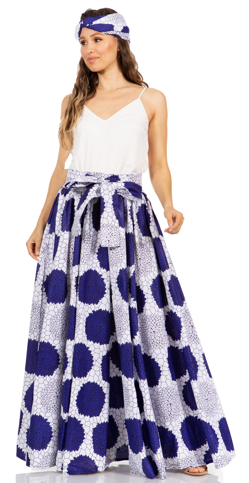 Sakkas Asma's Second Convertible Traditional Wax Print Maxi Skirt with Adjustable Straps - Buy One, Get One 50% Off