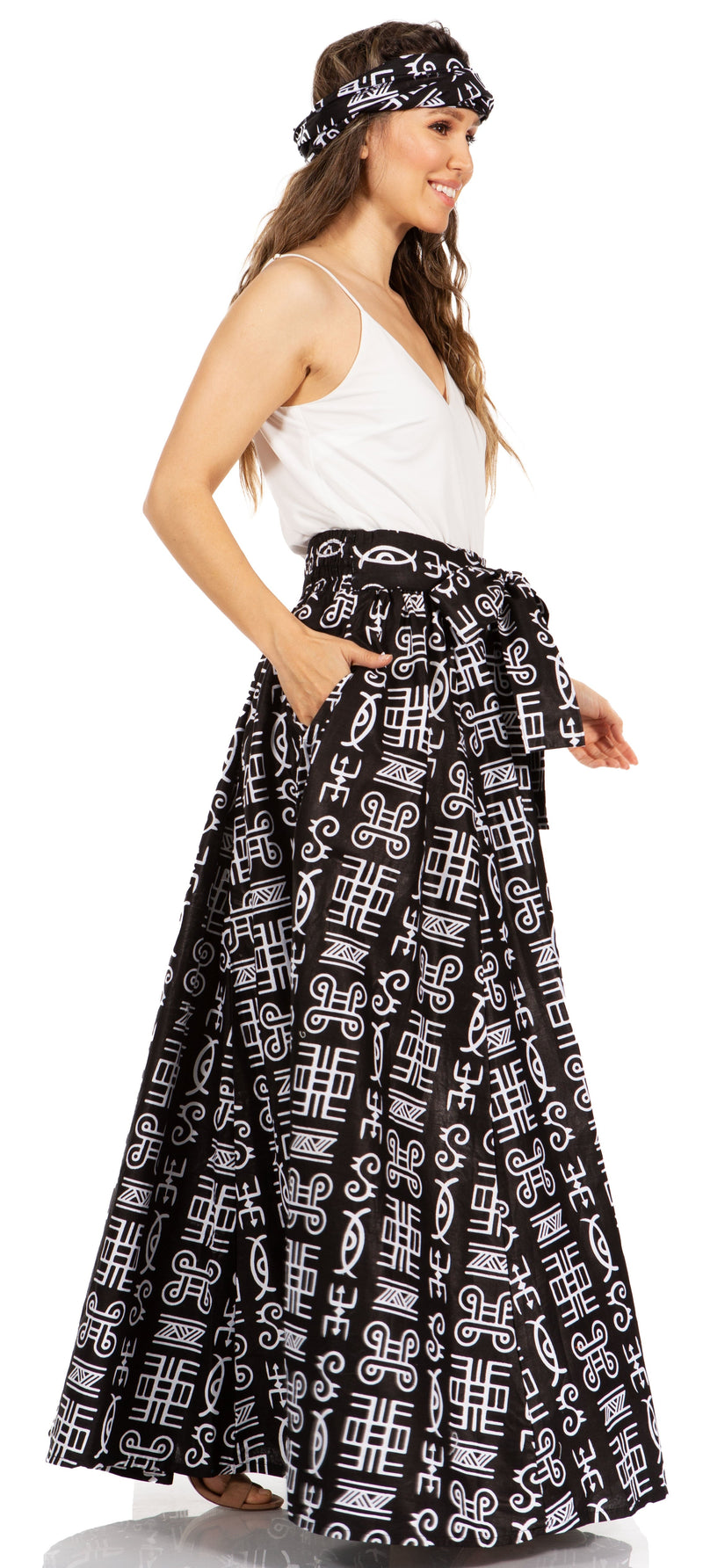 Sakkas Asma's Second Convertible Traditional Wax Print Maxi Skirt with Adjustable Straps - Buy One, Get One 50% Off