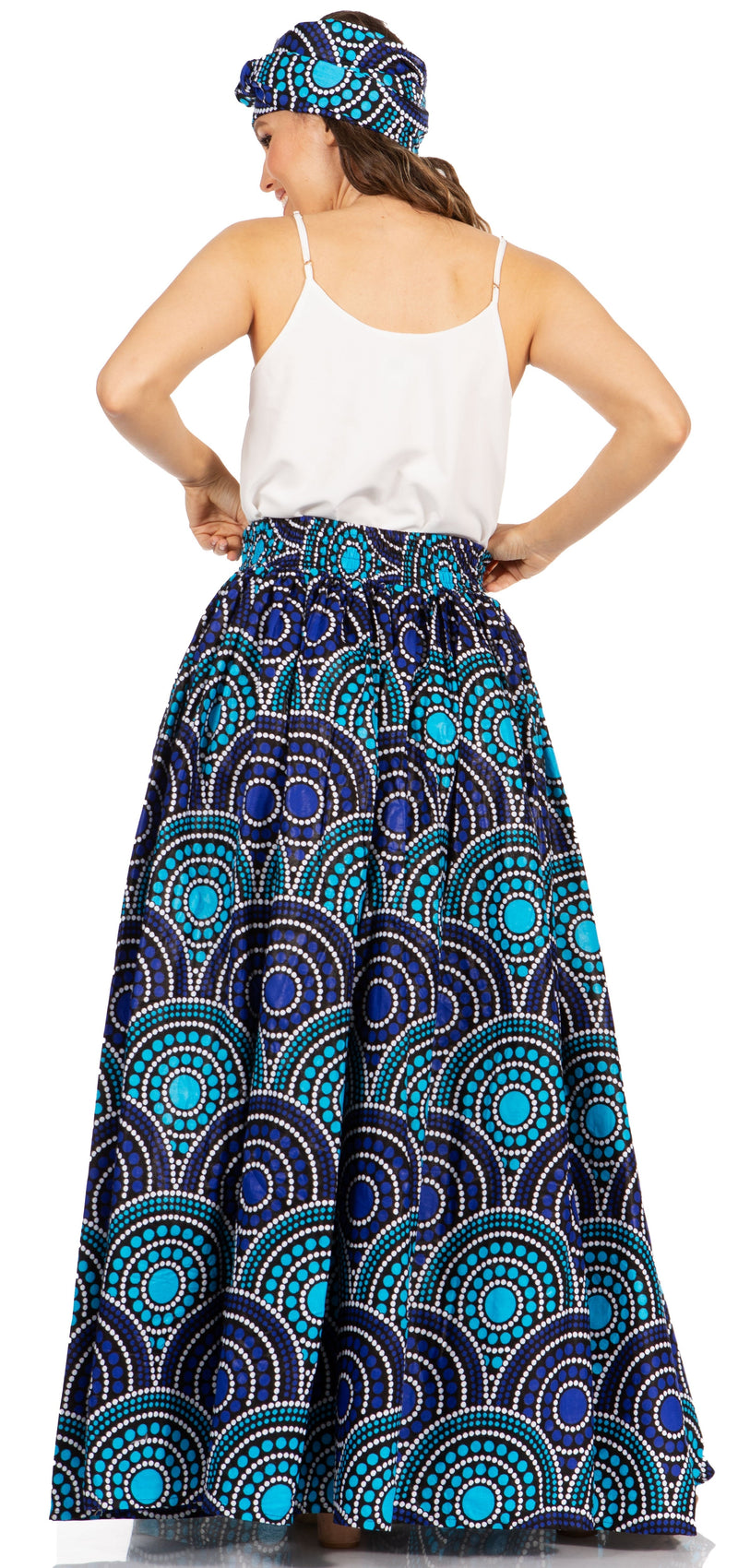 Sakkas Asma's Second Convertible Traditional Wax Print Maxi Skirt with Adjustable Straps - Buy One, Get One 50% Off