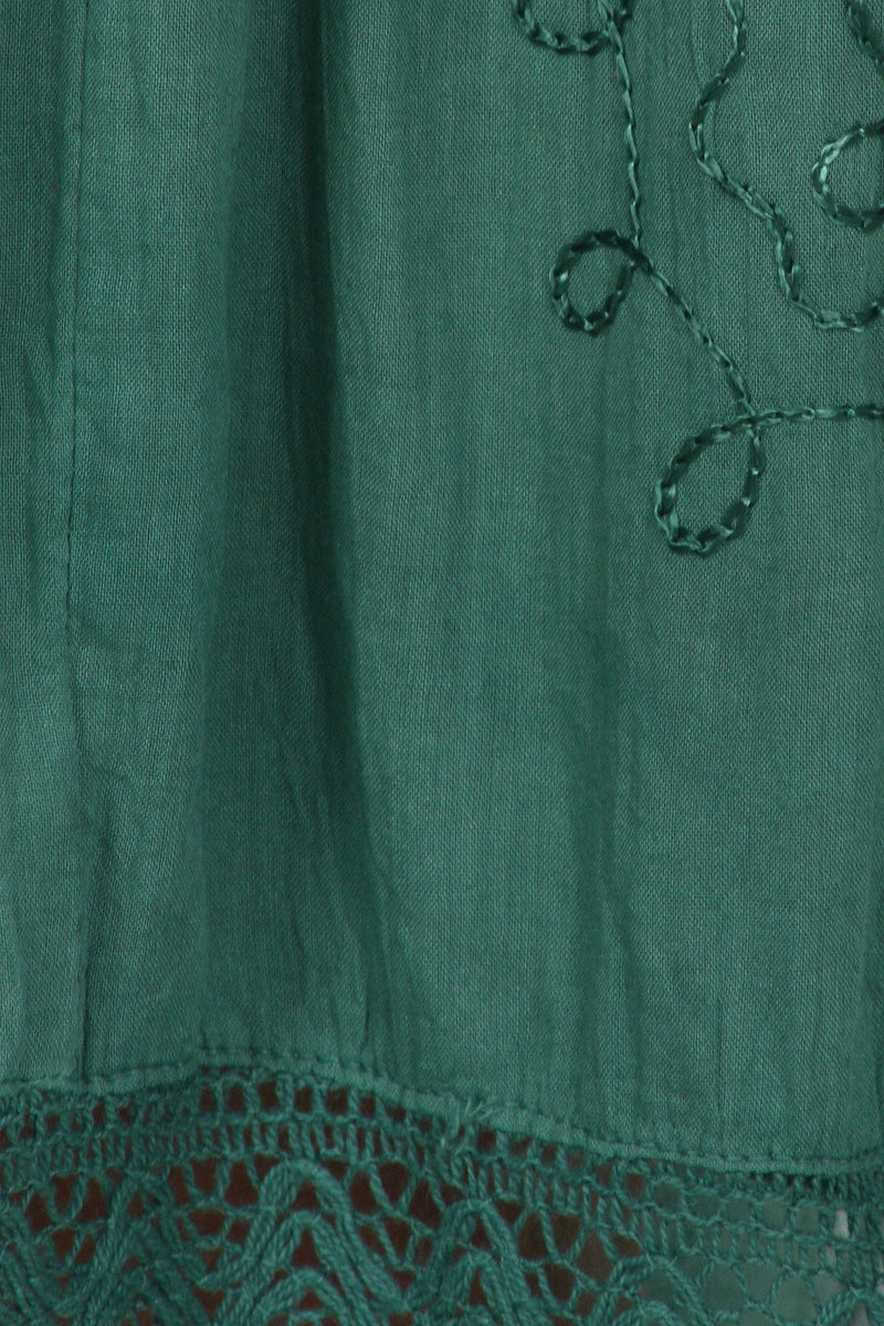 Sakkas Solid Embroidered Gypsy Bohemian Mid Length Cotton Skirt