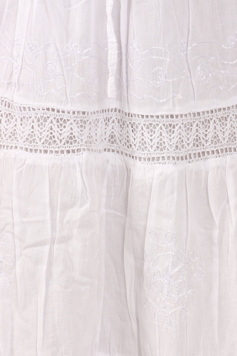 Sakkas Solid Embroidered Gypsy Bohemian Mid Length Cotton Skirt
