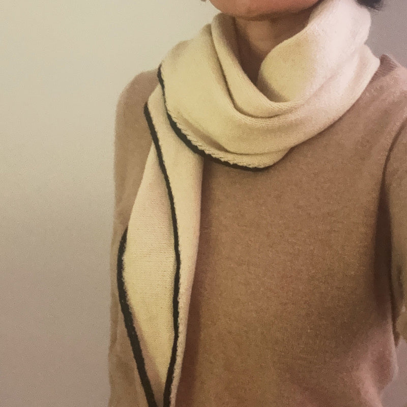 Slim Minimalist Knit Scarf – Two-Tone & Striped