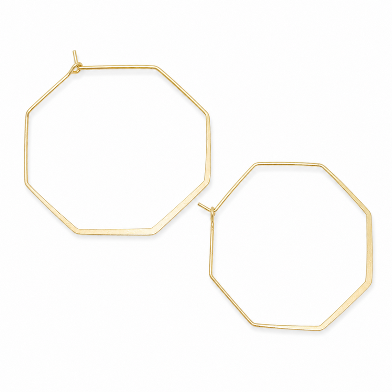 Ellison+Young Smaller Stylish Octagon Wire Hoop Earrings, Matte Gold