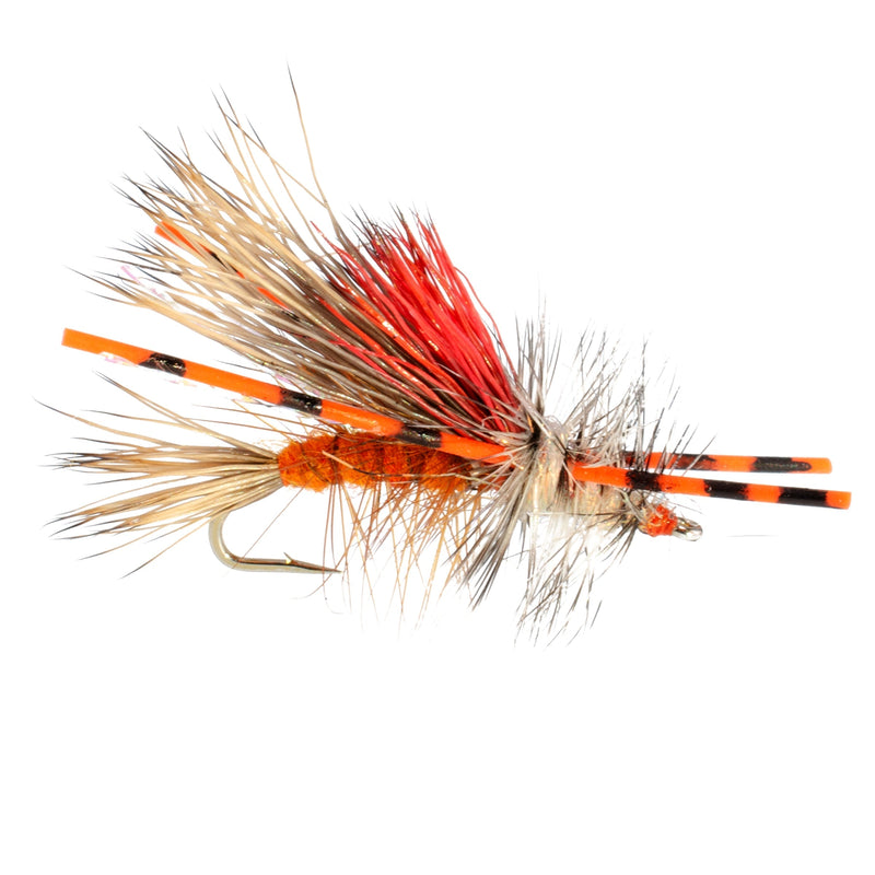 Kaufmann's Orange Crystal Stimulator Rubber Legs Dry Fly - 12 Flies Hook Size 12