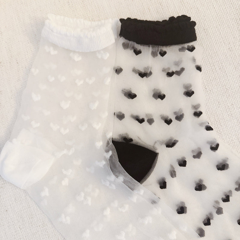 Sweet Hearts Sheer Socks Set Of 2