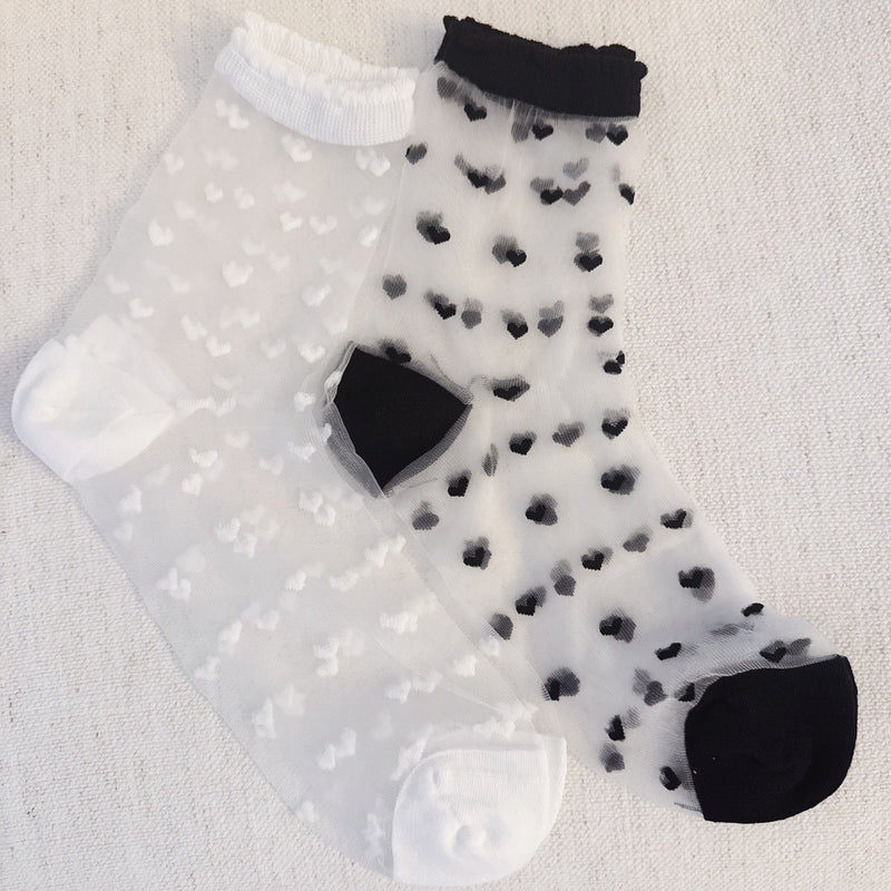 Sweet Hearts Sheer Socks Set Of 2