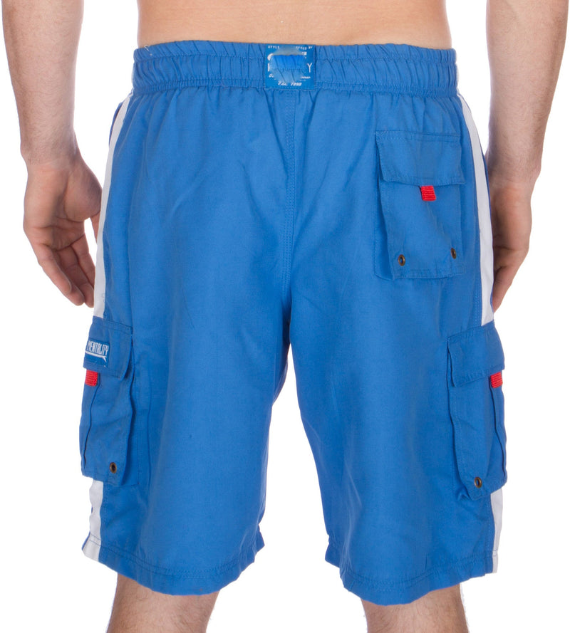 Men's Contrast Striped Solid Color Swim Trunks for Surfing and Skating by Sakkas